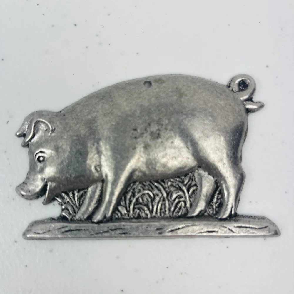 Pewter Pig Ornament Holiday Farm Animal Decoration Gift USA Made Lead Free 4